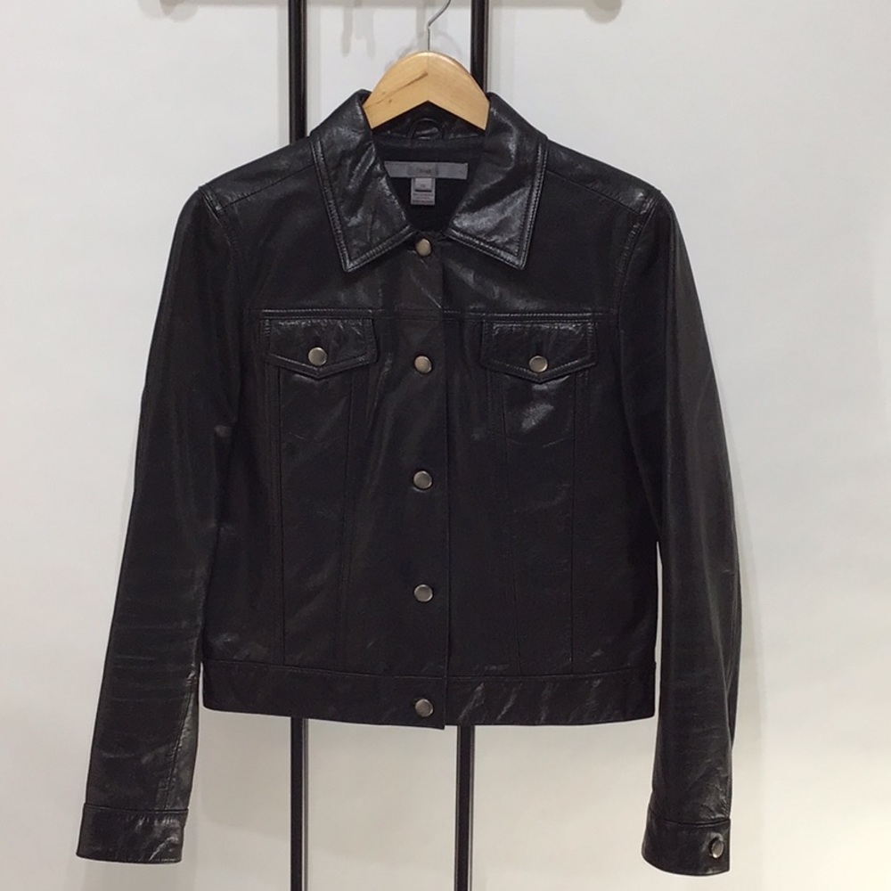 Black 100% Leather jean-style jacket